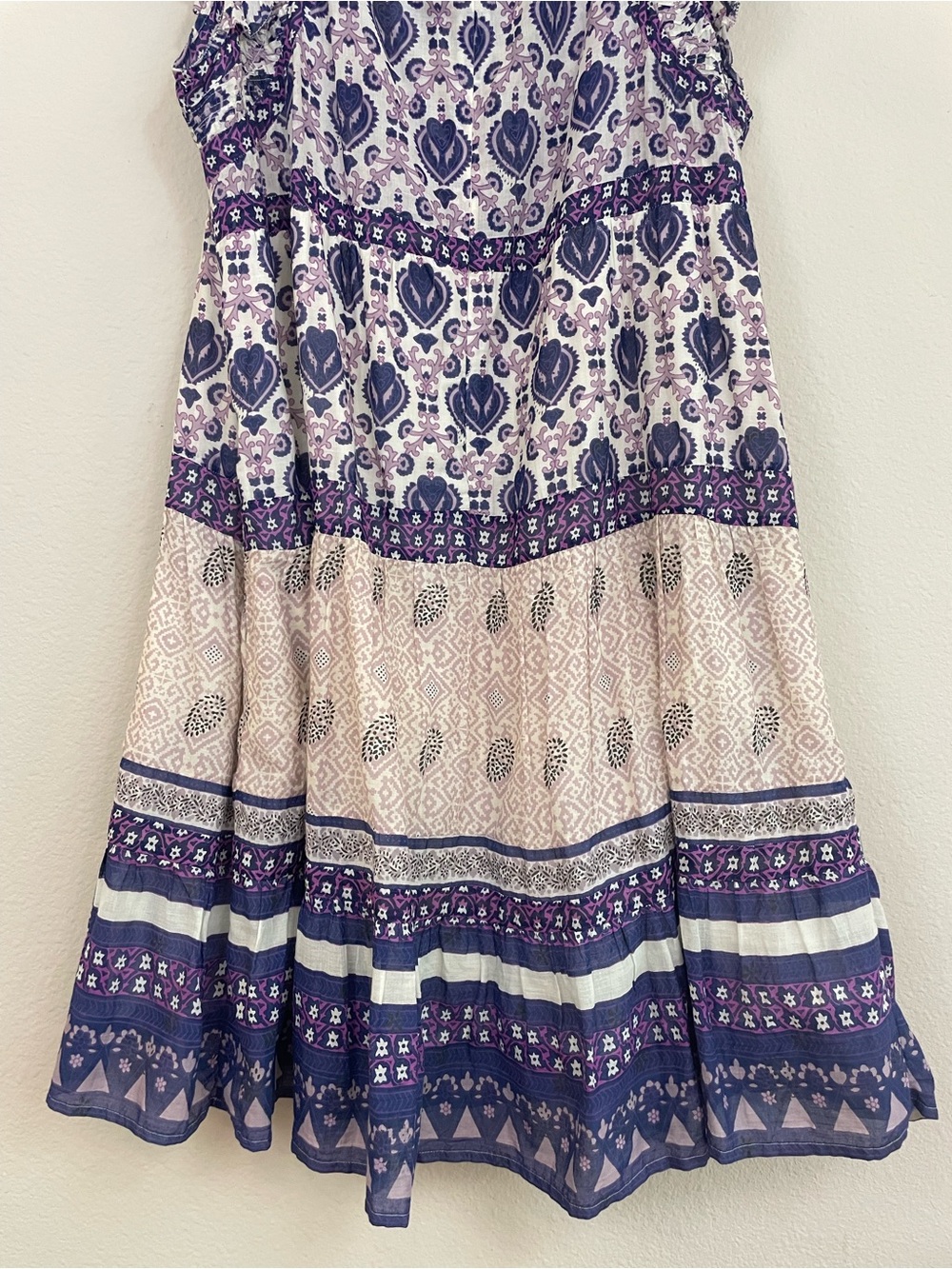 Sea New York Brigitte Border Midi Dress Purple and Cream Boho Tiered Size XL - Picture 10 of 10